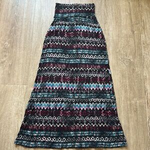 Wet Seal Multicolor Black Teal Burgundy Maxi Skirt